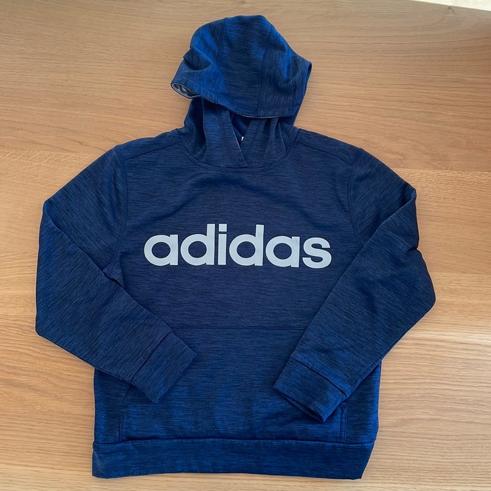 Adidas sweatshirt hoodie, Navy, Youth Size M (10/12)